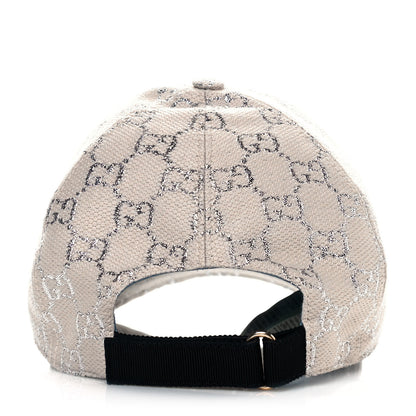 Gucci Canvas Lame GG Monogram Rush Baseball Hat L Gardenia Silver 5 of 7