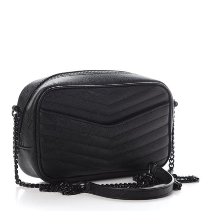 Saint Laurent Grain De Poudre Matelasse Monogram Mini Lou Camera Bag Black 2 of 8