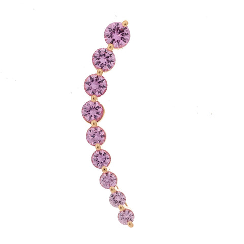 18K Rose Gold Pink Sapphire Single Floating Earring