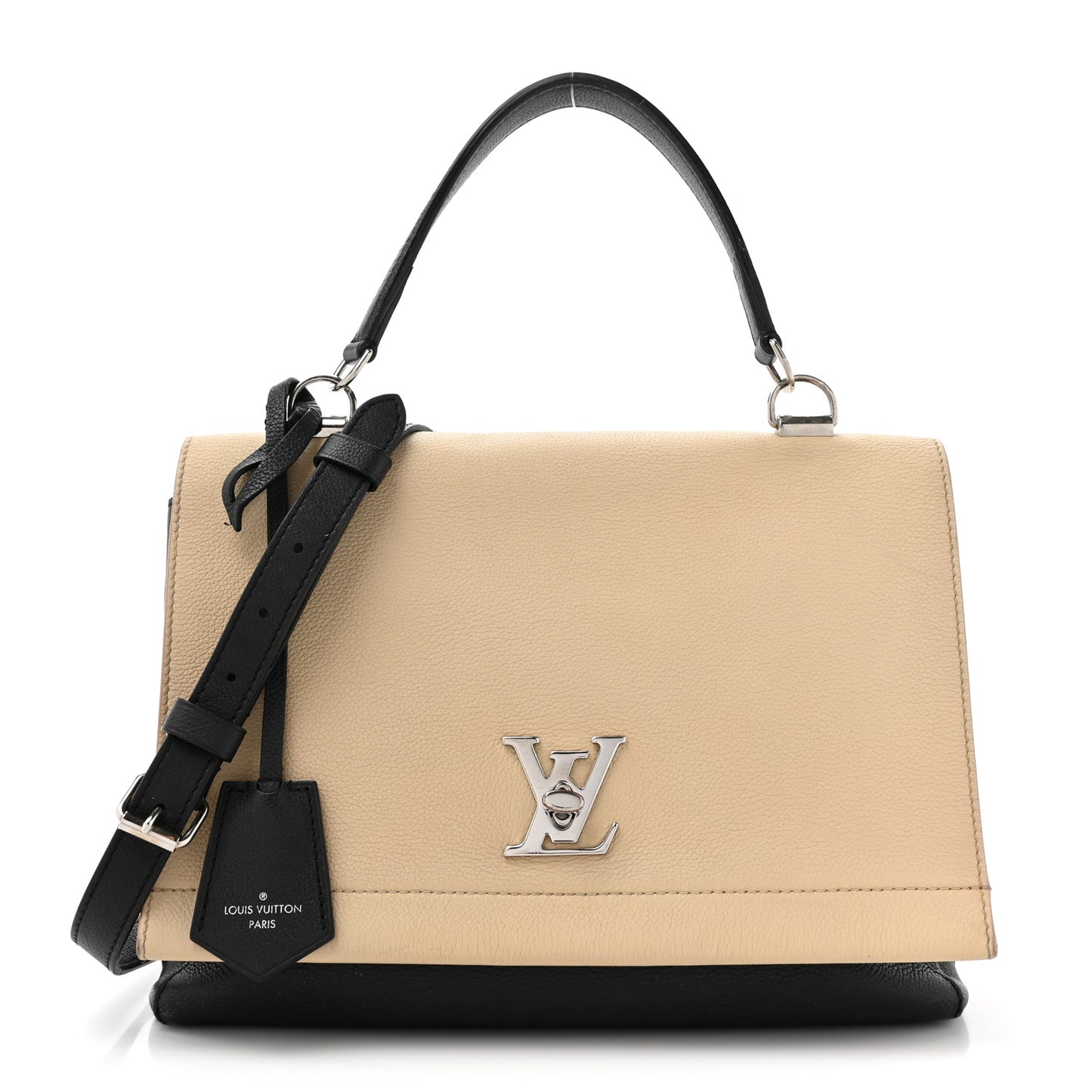 Soft Calfskin Lockme II Top Handle Vanille Black
