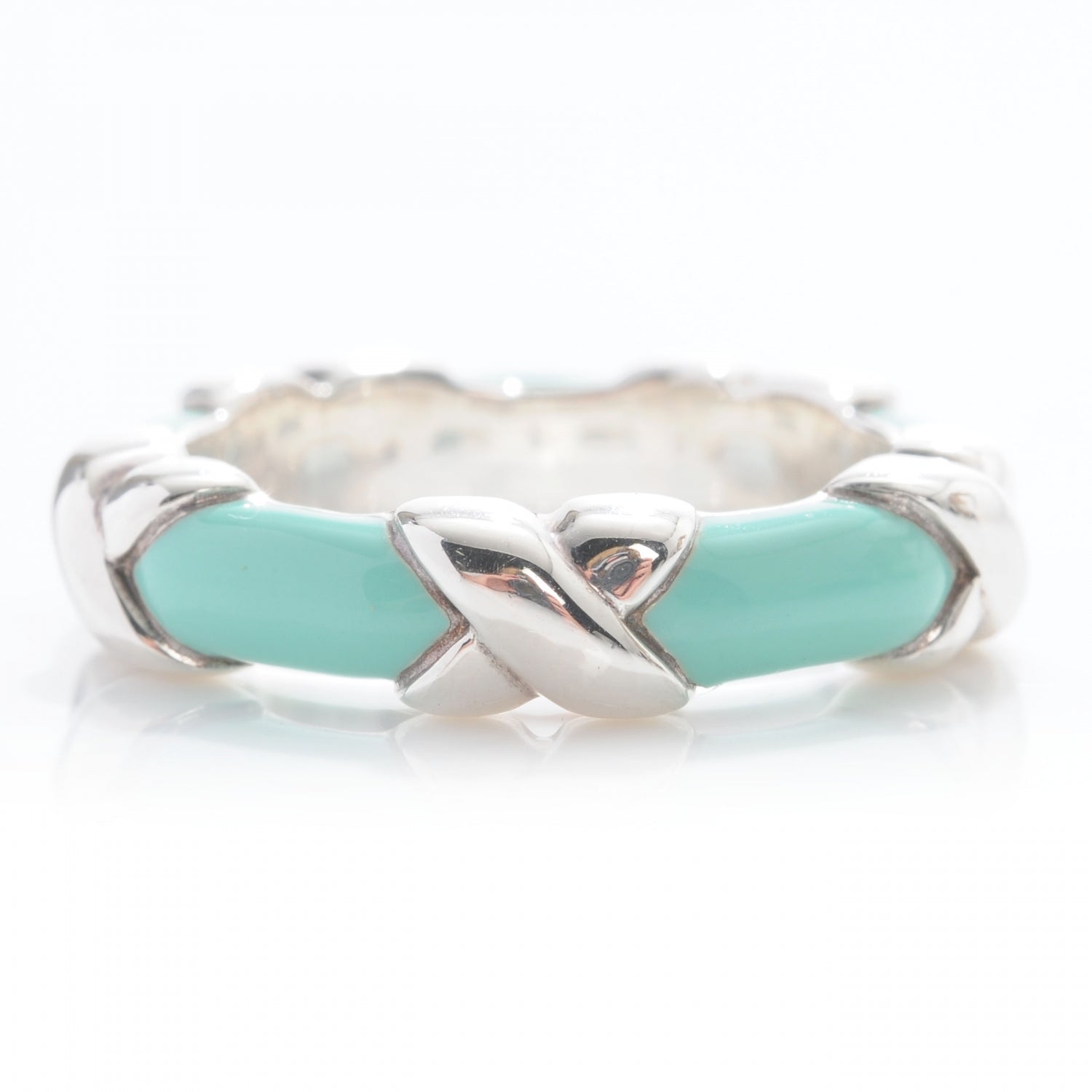 Tiffany Sterling Silver Enamel Signature X Ring 4.5 1 of 4