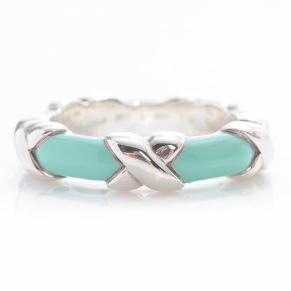 Tiffany Sterling Silver Enamel Signature X Ring 4.5 1 of 4