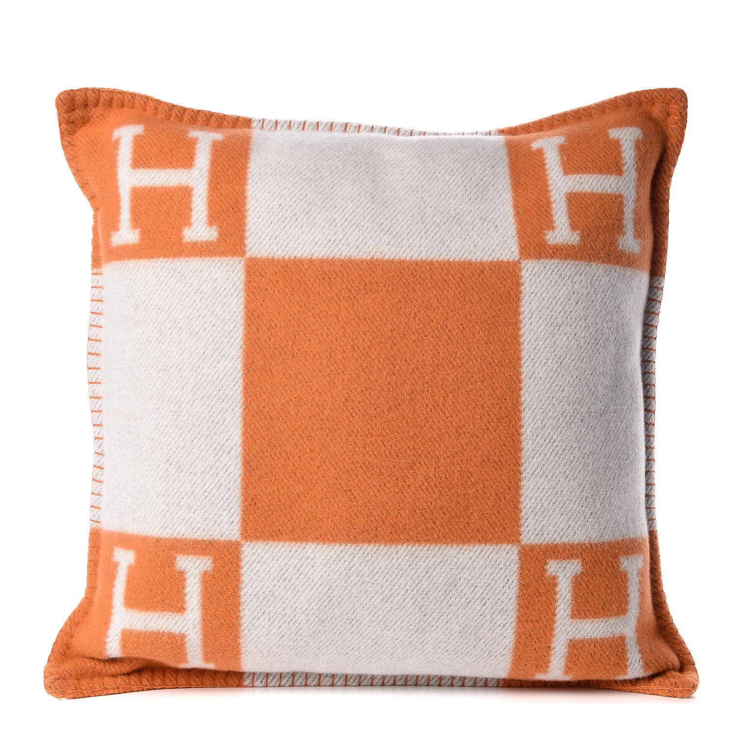 Hermes Wool Cashmere Avalon Pillow PM Ecru Potiron 1 of 9