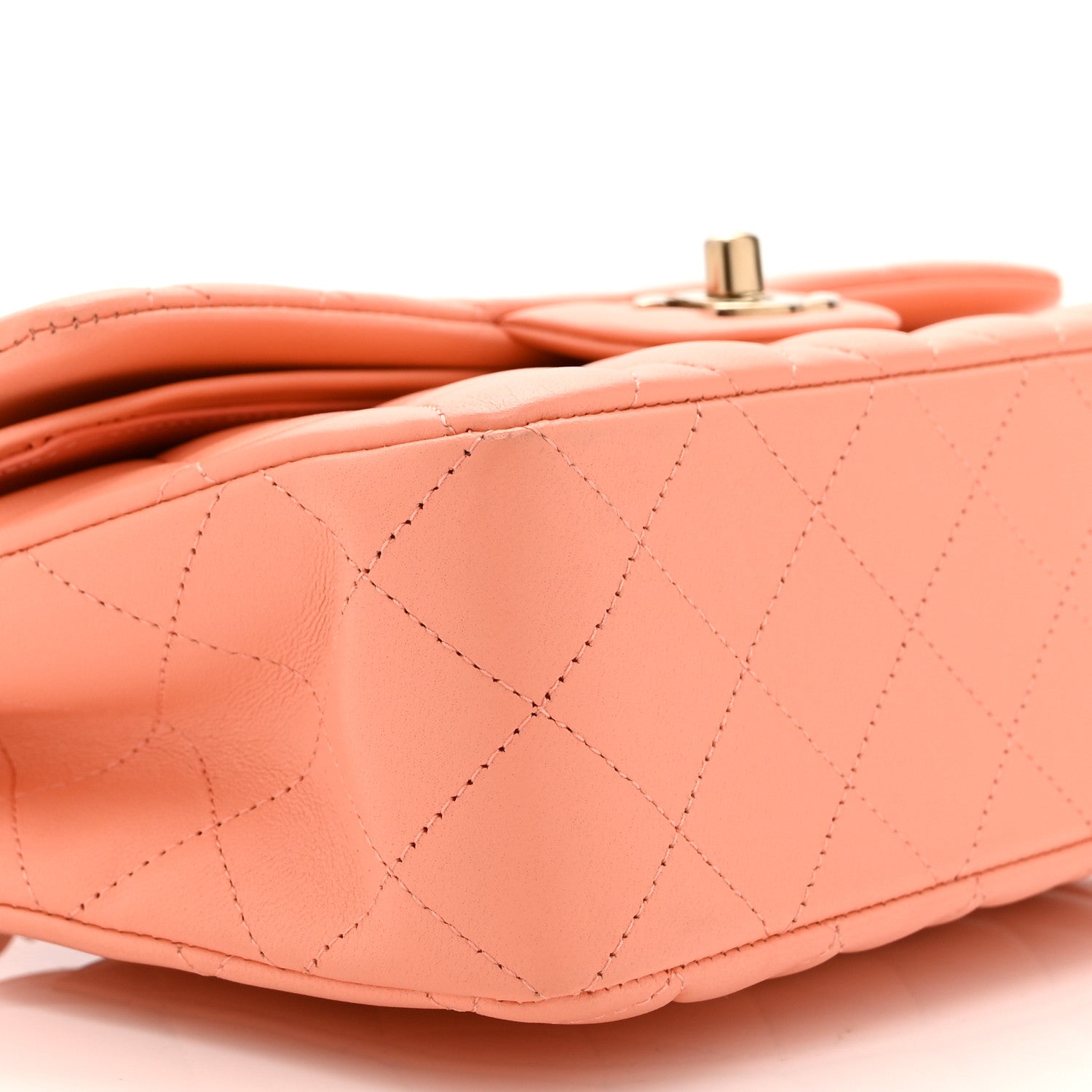 Chanel Lambskin Quilted Small Double Flap Light Orange 9 of 10