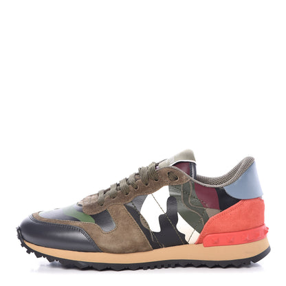 Valentino Garavani Nappa Suede Camouflage Womens Rockrunner Sneakers 37.5 Multicolor 1 of 8