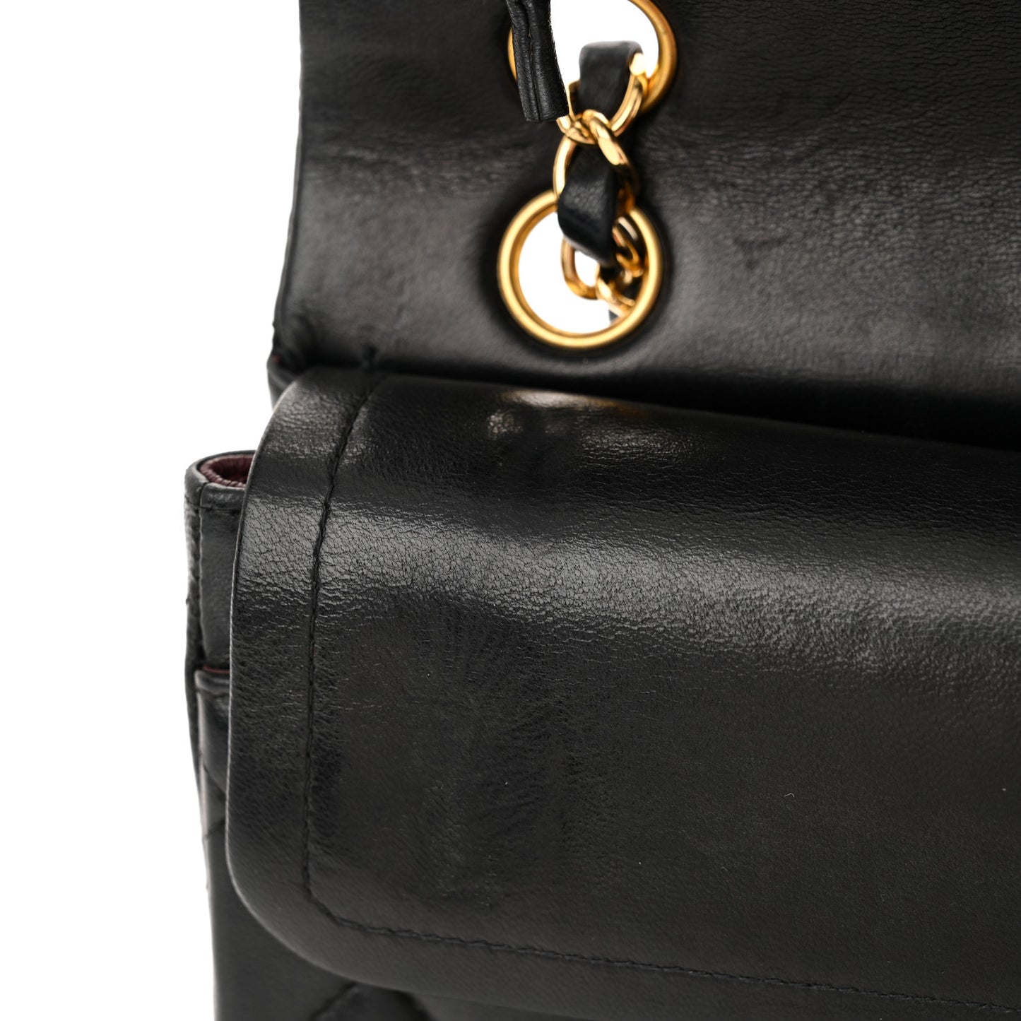Lambskin Quilted Small Double Flap Black