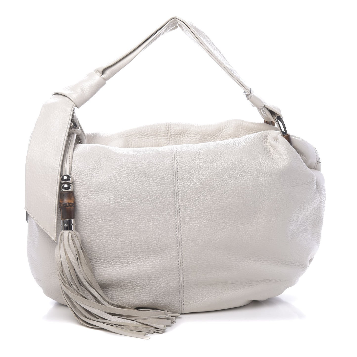 Pebbled Calfskin Medium Jungle Hobo White