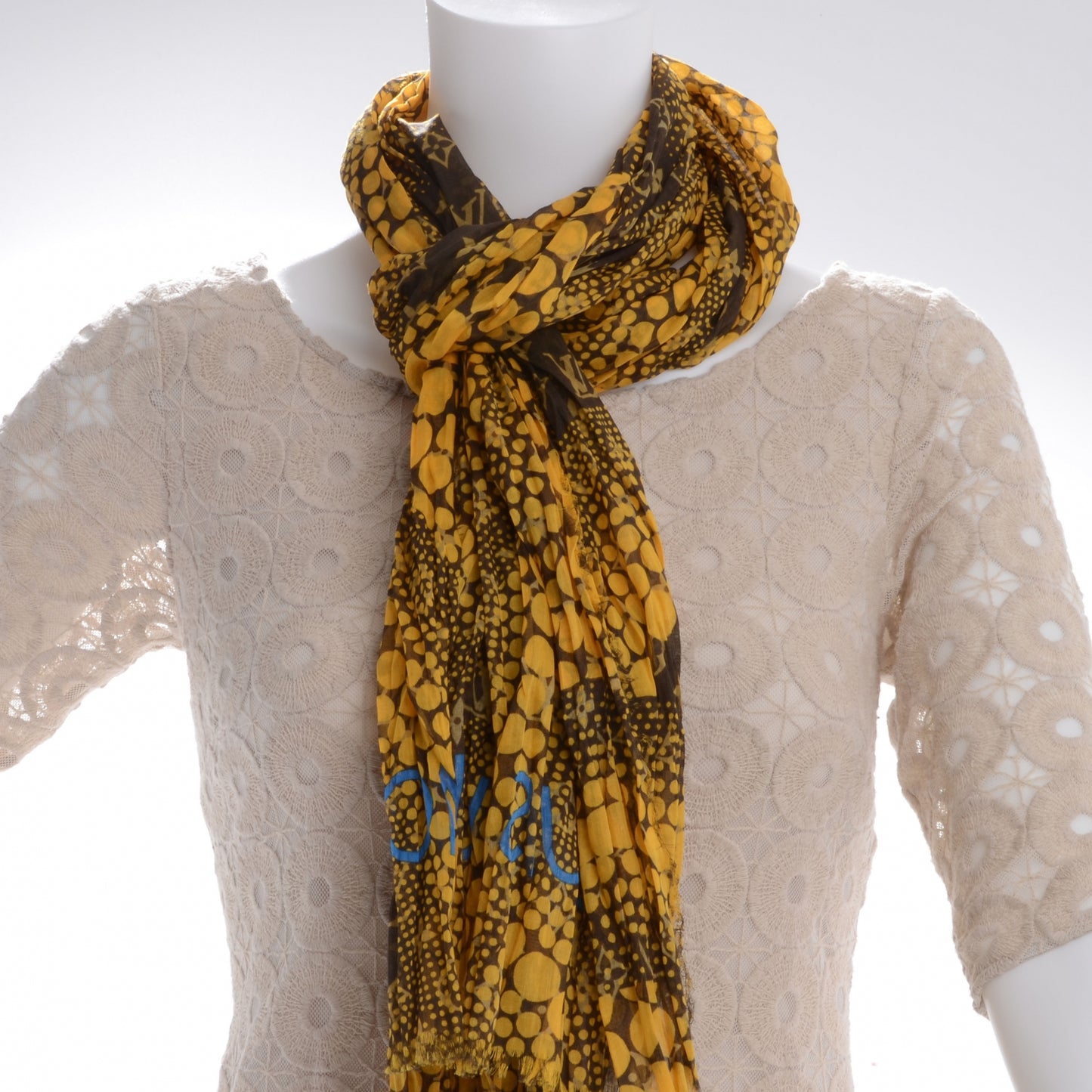 Cotton Monogram Kusama Infinity Dots Pareo Scarf Yellow