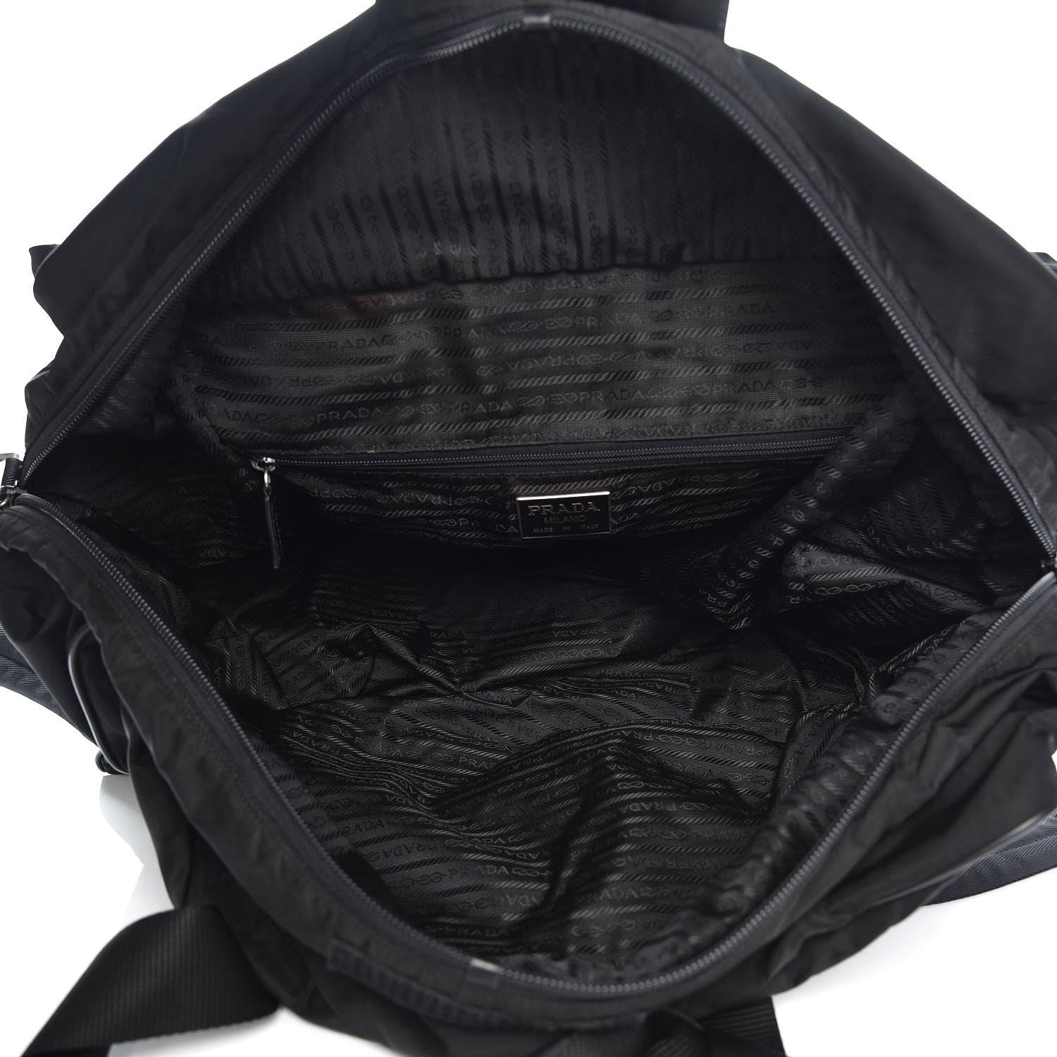 Prada Tessuto Nylon Saffiano Weekender Black 5 of 7