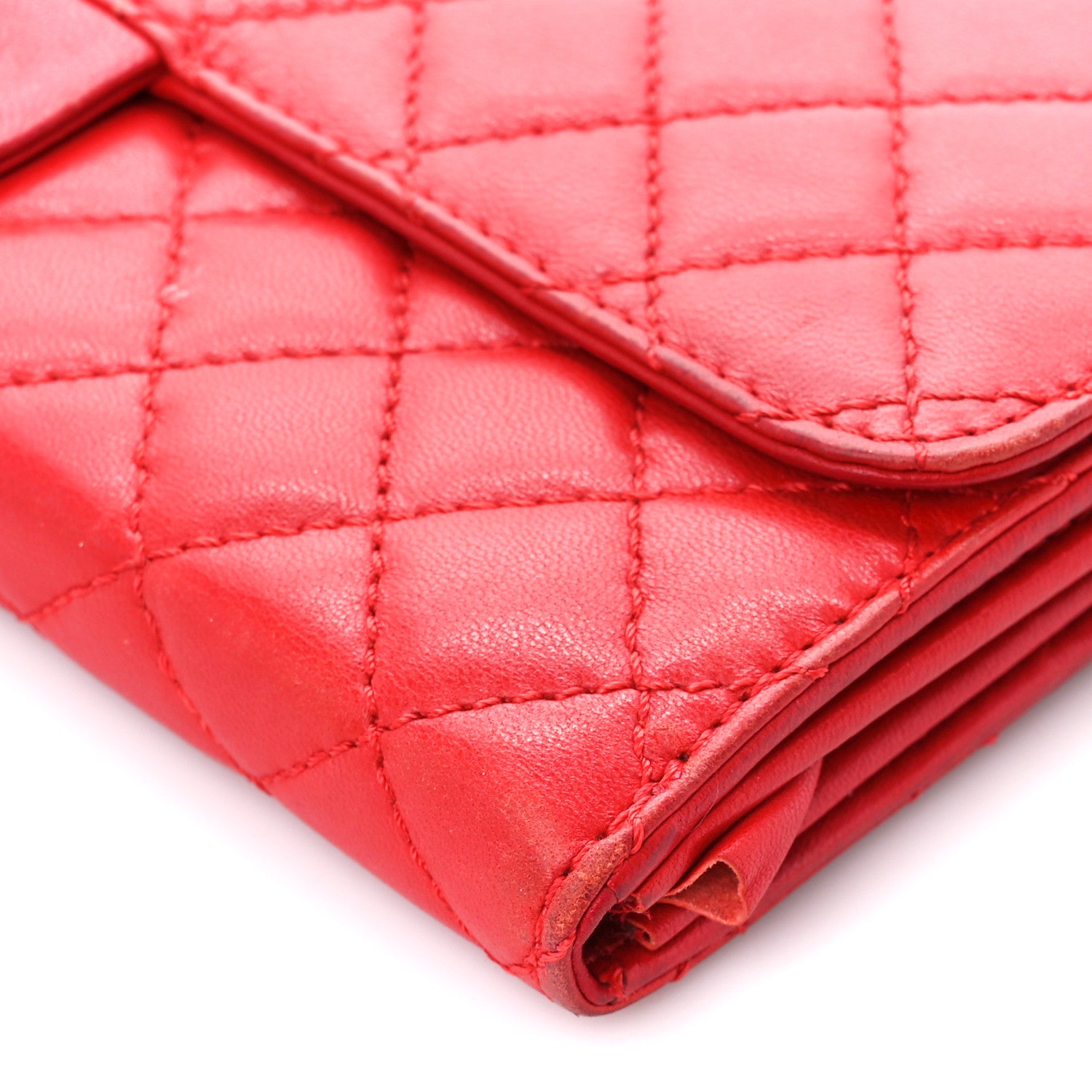 Chanel Lambskin Quilted Chain Clutch Flap Red 12 of 13