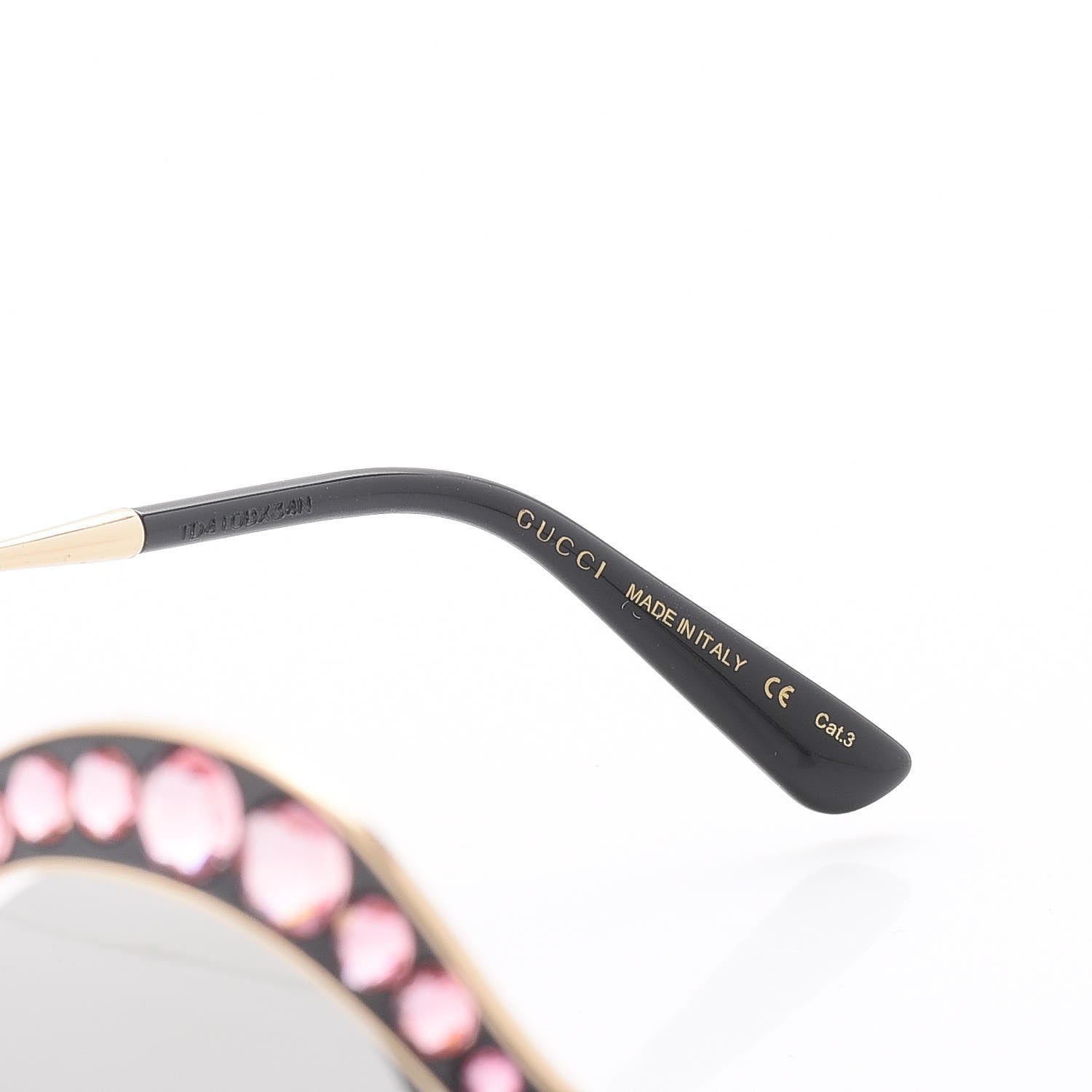 Gucci Metal Crystal Cat Eye Sunglasses GG0046/S Light Pink 5 of 8