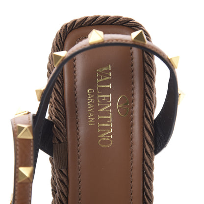 Valentino Garavani Calfskin Rockstud Ankle Strap Torchon Espadrille 25/95mm Wedge Sandals 41 Cuoio 8 of 8