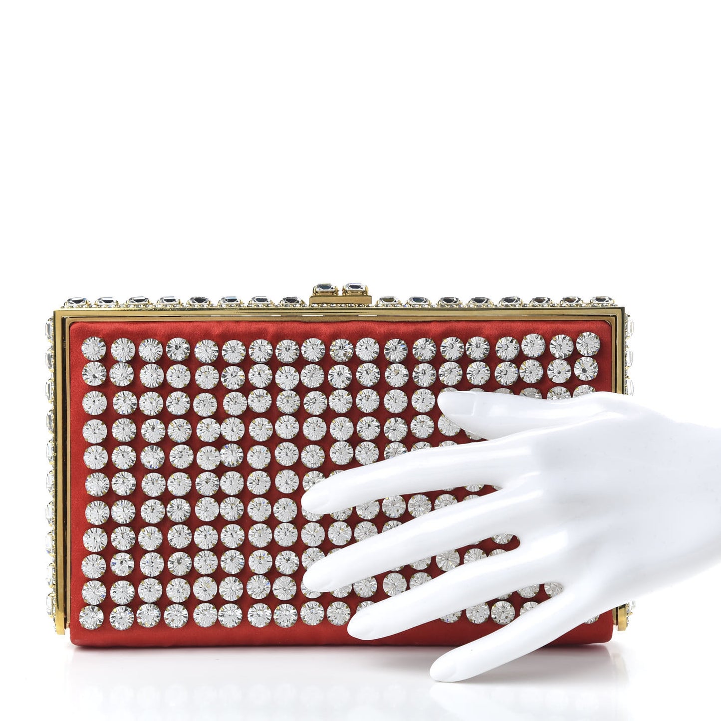 Crystal Embellished Clutch Bag Red