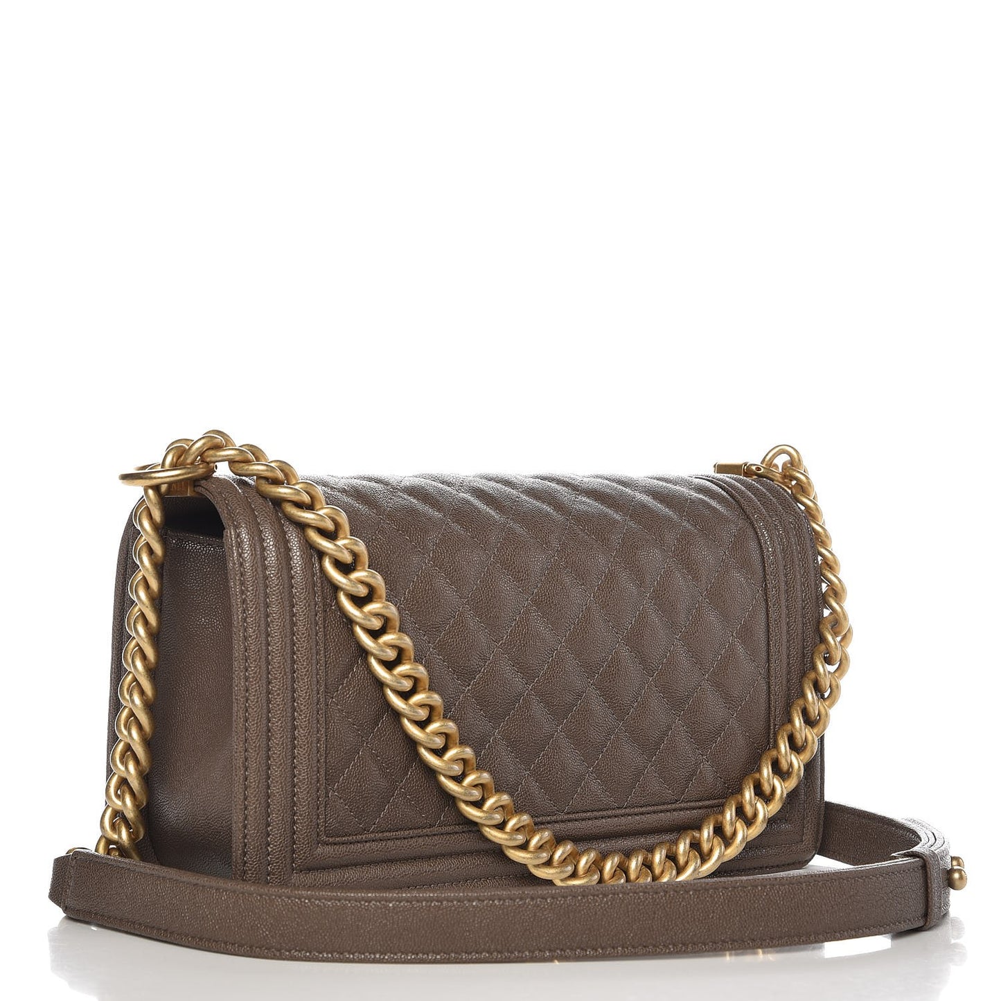 Caviar Quilted Medium Boy Flap Khaki
