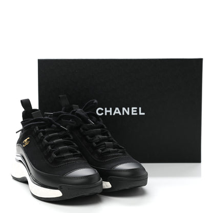 Chanel Velvet Calfskin Mixed Fibers CC Sneakers 37 Black 9 of 9