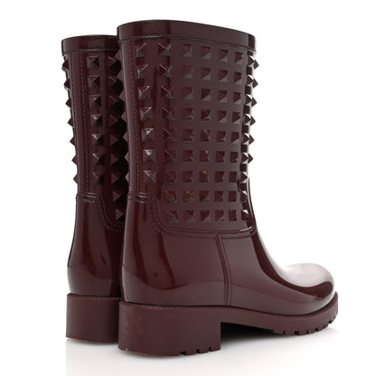 Valentino Garavani Rubber Rockstud Short Rainboots 40 Rubin 5 of 9