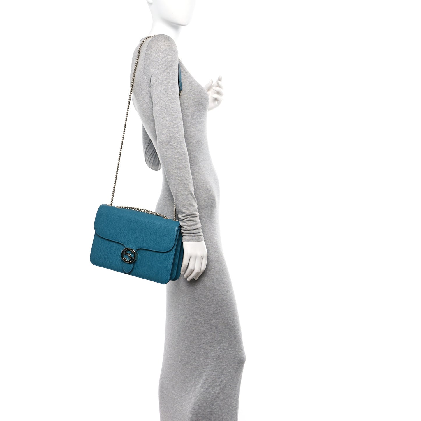 Dollar Calfskin Interlocking G Shoulder Bag Deep Cobalt