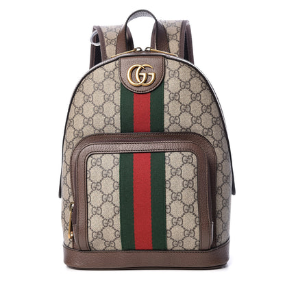 Gucci GG Supreme Monogram Calfskin Web Small Ophidia Day Backpack Beige Ebony New Acero 1 of 13