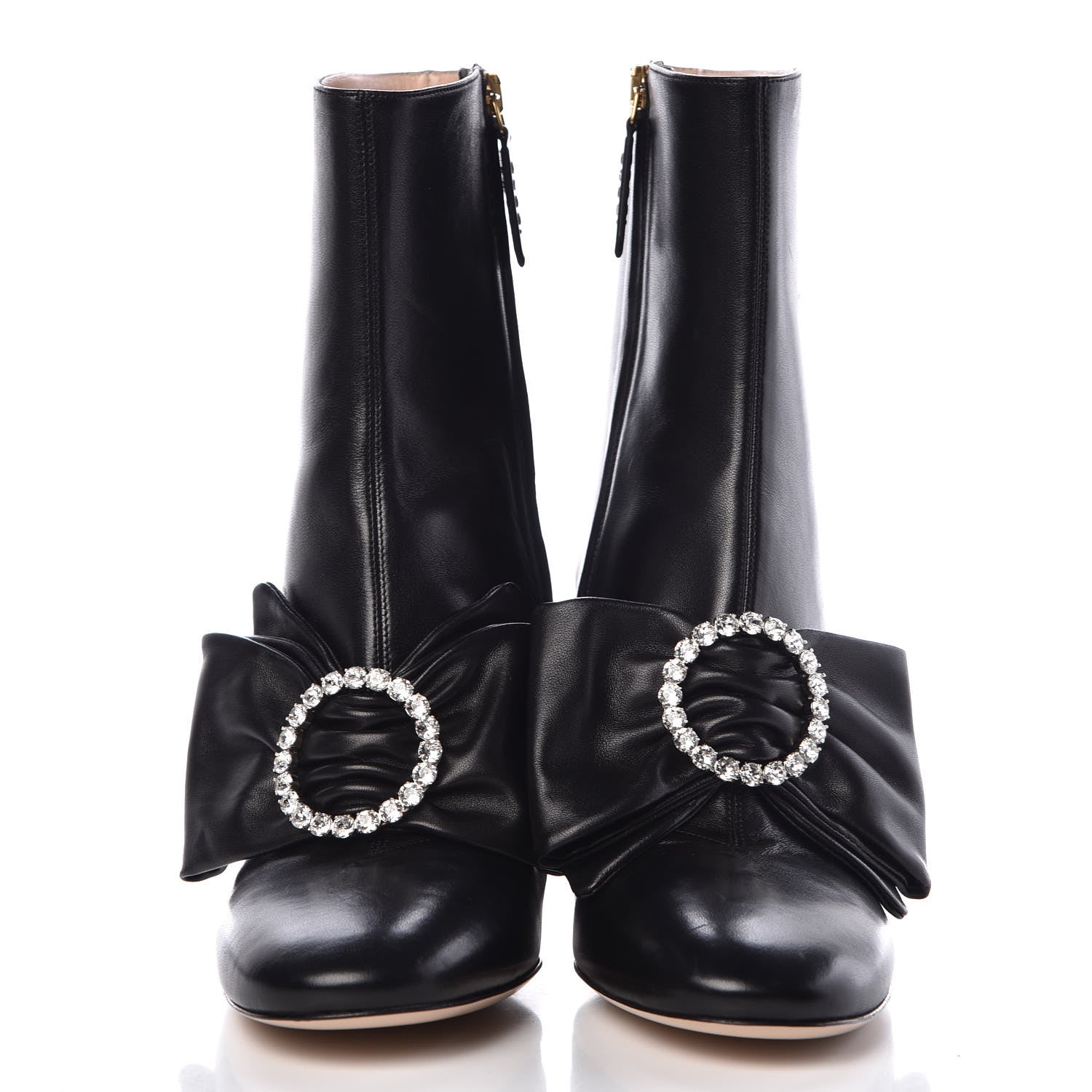 Gucci Nappa Removable Bow Candy Ankle Boots 40 Black 3 of 17