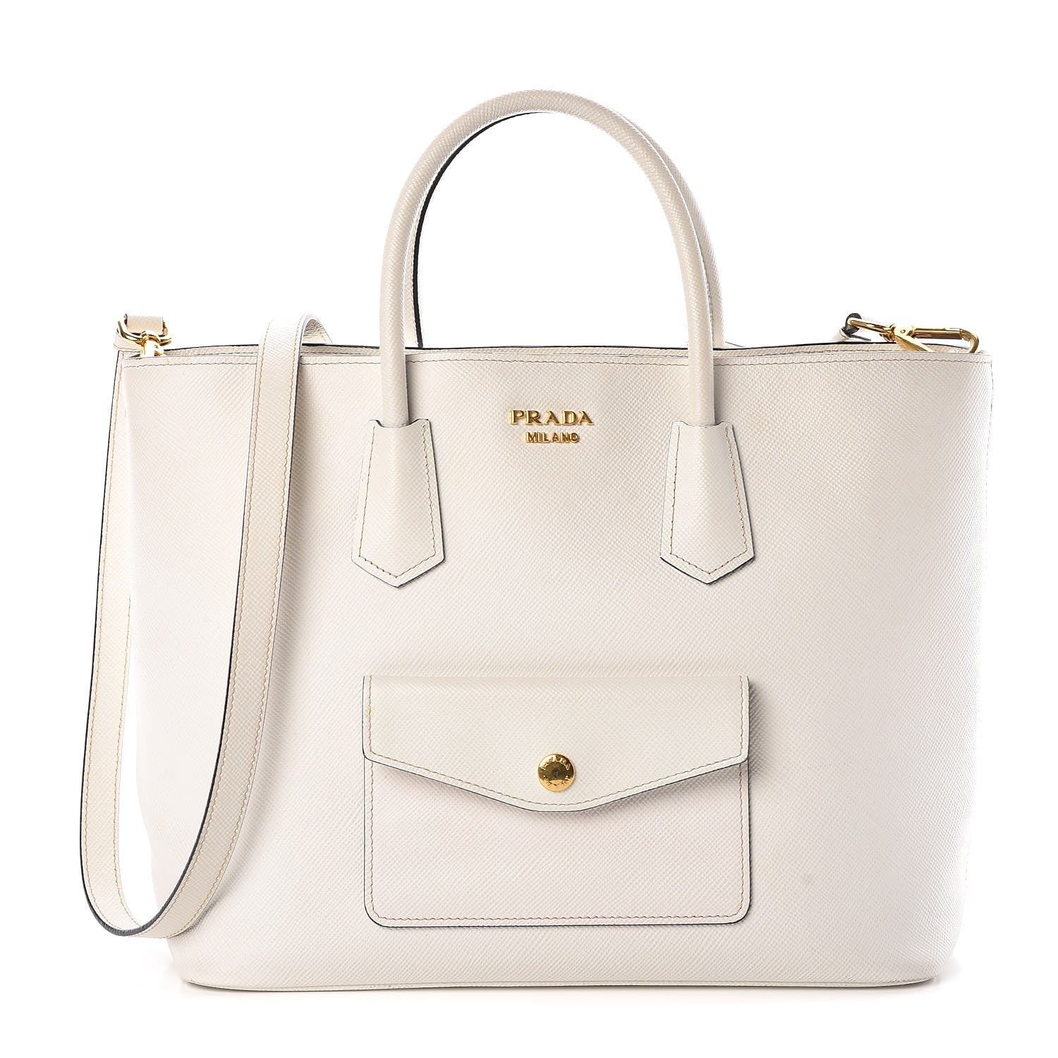 Prada Saffiano Cuir Front Pocket Tote Talco 1 of 11