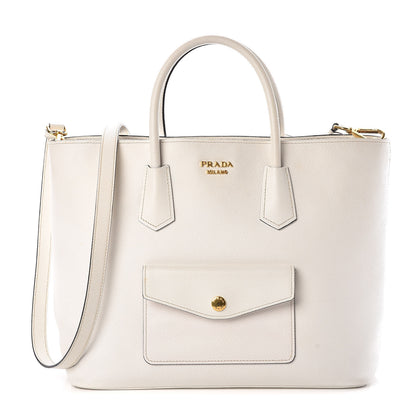 Prada Saffiano Cuir Front Pocket Tote Talco 1 of 11