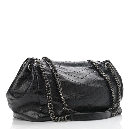Saint Laurent Pebbled Lambskin Chevron Monogram Large Nolita Black 3 of 10
