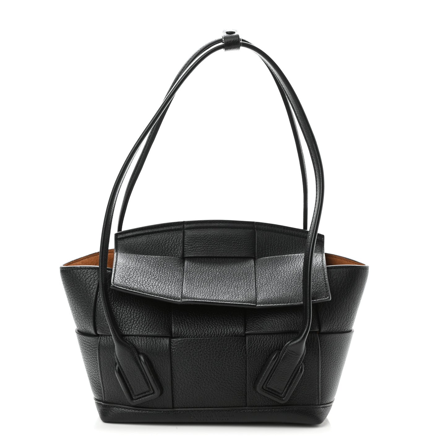 Grained Calfskin Maxi Intrecciato Small Arco Black