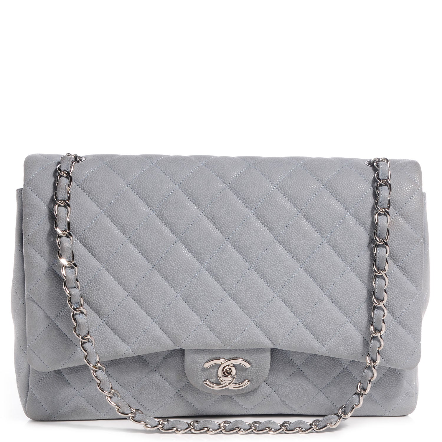 Chanel Iridescent Caviar Maxi Double Flap Grey 1 of 9