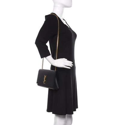 Saint Laurent Grain De Poudre Medium Classic Monogram Kate Satchel Black 2 of 9