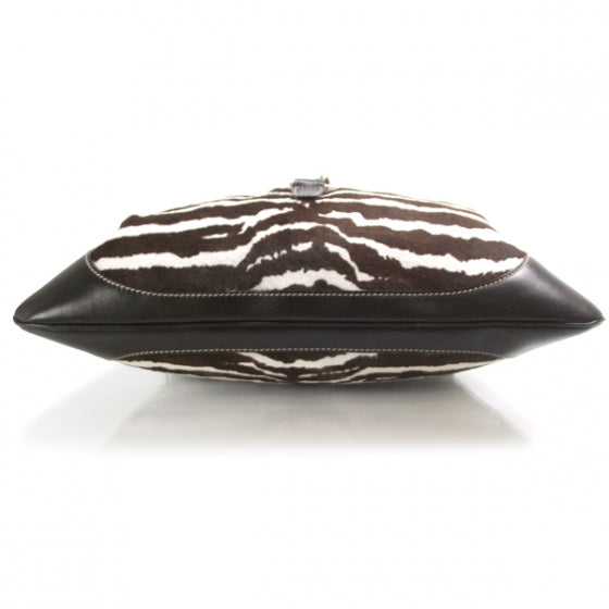 Gucci Calf Hair Zebra Print Medium Jackie O Bouvier Hobo Brown 4 of 10