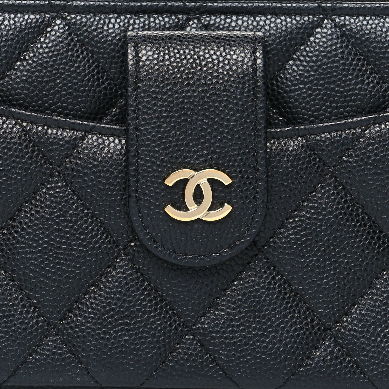 Chanel Caviar Quilted Phone Holder Zip Clutch Black 9 of 12