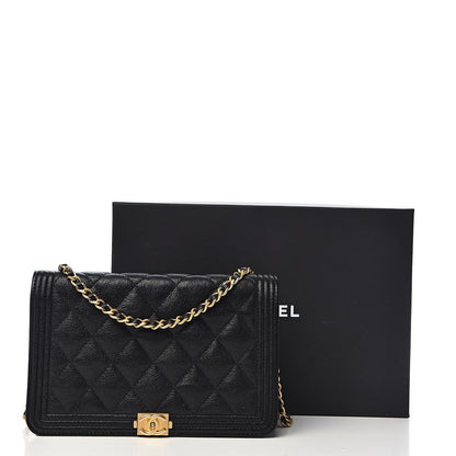 Chanel Caviar Quilted Boy Wallet On Chain WOC Black 12 of 12