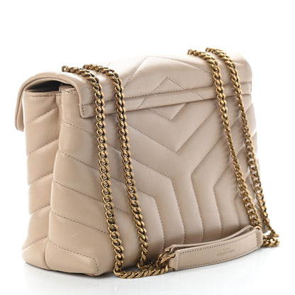 Saint Laurent Calfskin Y Quilted Monogram Small Loulou Chain Satchel Dark Beige 3 of 9