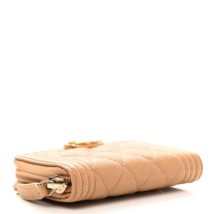 Chanel Caviar Quilted Boy Zip Around Coin Purse Wallet Beige 3 of 7