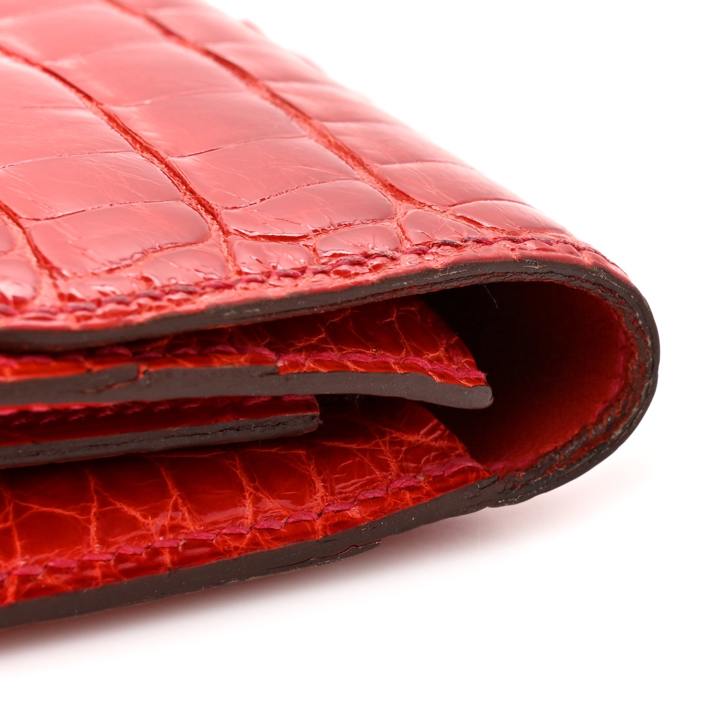 Shiny Alligator Constance Short Wallet Geranium