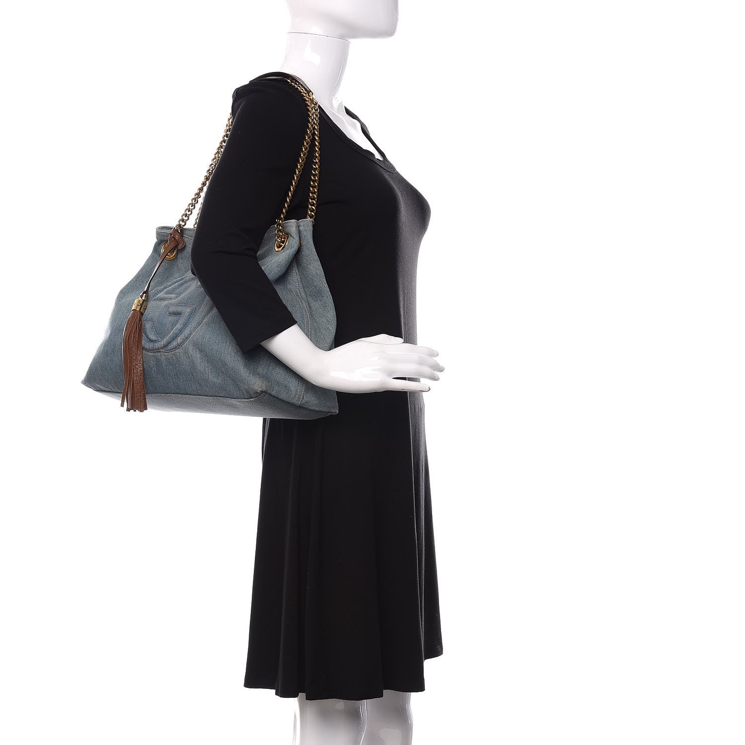 Gucci Denim Medium Soho Chain Shoulder Bag Blue 2 of 11