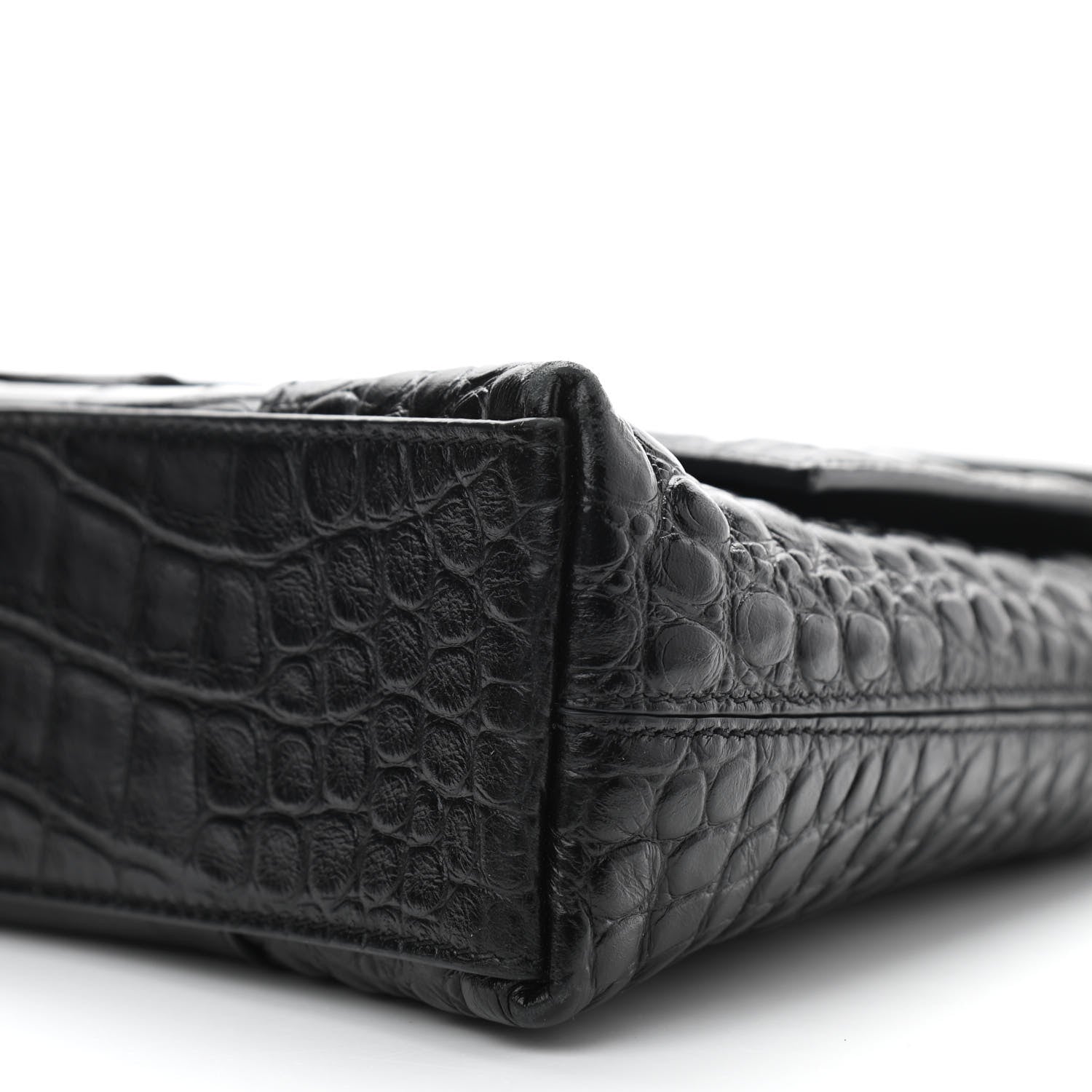 Balenciaga Extra Supple Calfskin Crocodile Embossed Monochrome XS Downtown Shoulder Bag Black 11 of 11