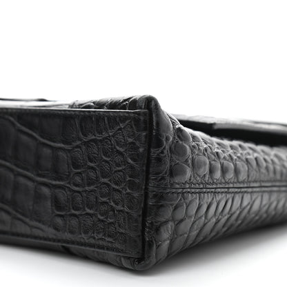 Balenciaga Extra Supple Calfskin Crocodile Embossed Monochrome XS Downtown Shoulder Bag Black 11 of 11