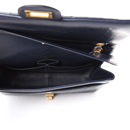 Chanel Aged Calfskin Chevron Quilted 2.55 Reissue 226 Flap Navy Blue 4 of 13