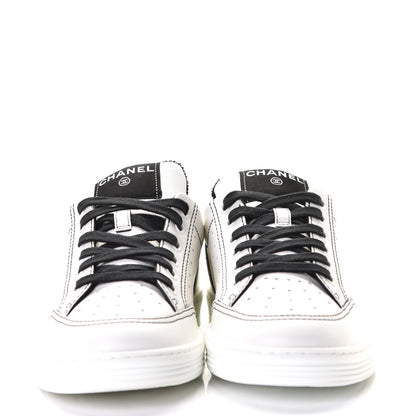 Chanel Calfskin Womens Logo Sneakers 38.5 White Black 2 of 7
