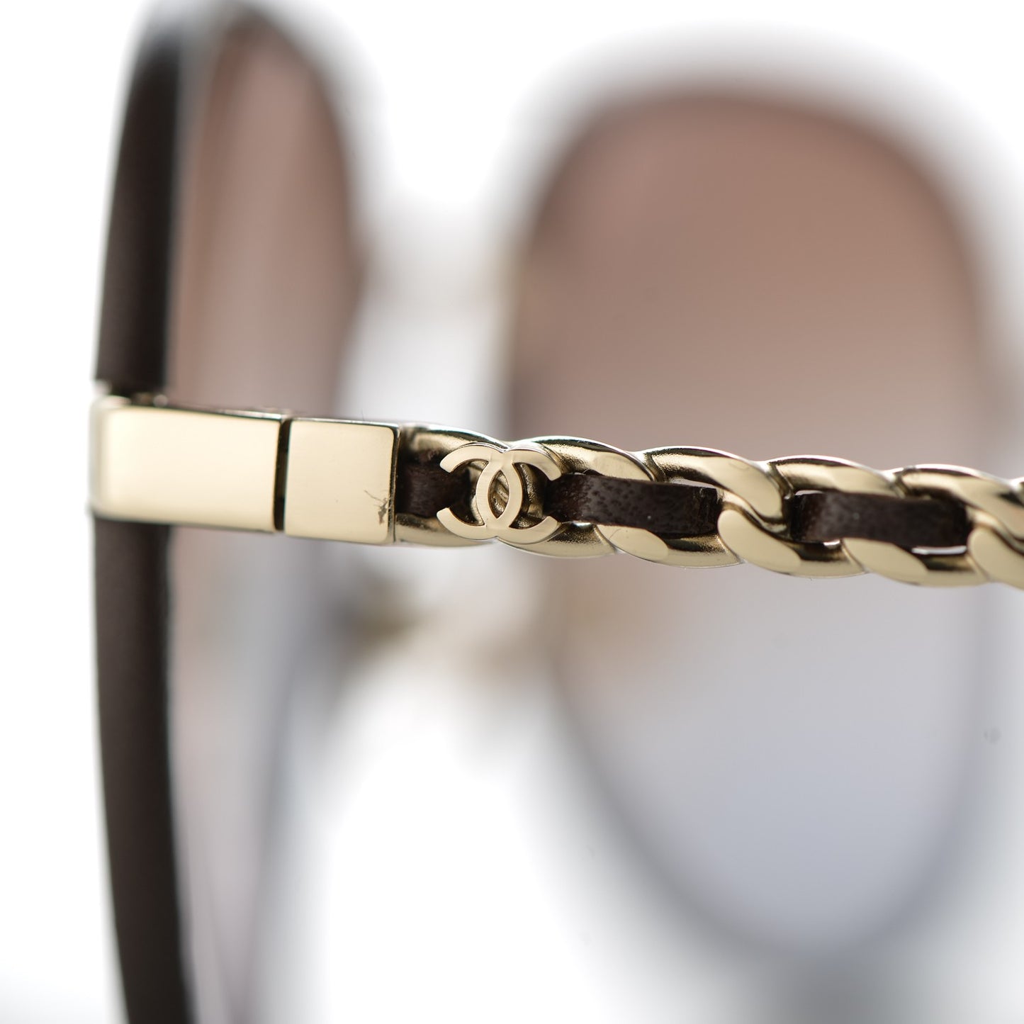 Lambskin Aviator Chain Sunglasses 4194-Q Brown