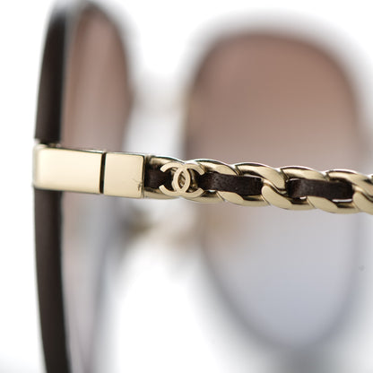 Chanel Lambskin Aviator Chain Sunglasses 4194-Q Brown 9 of 9