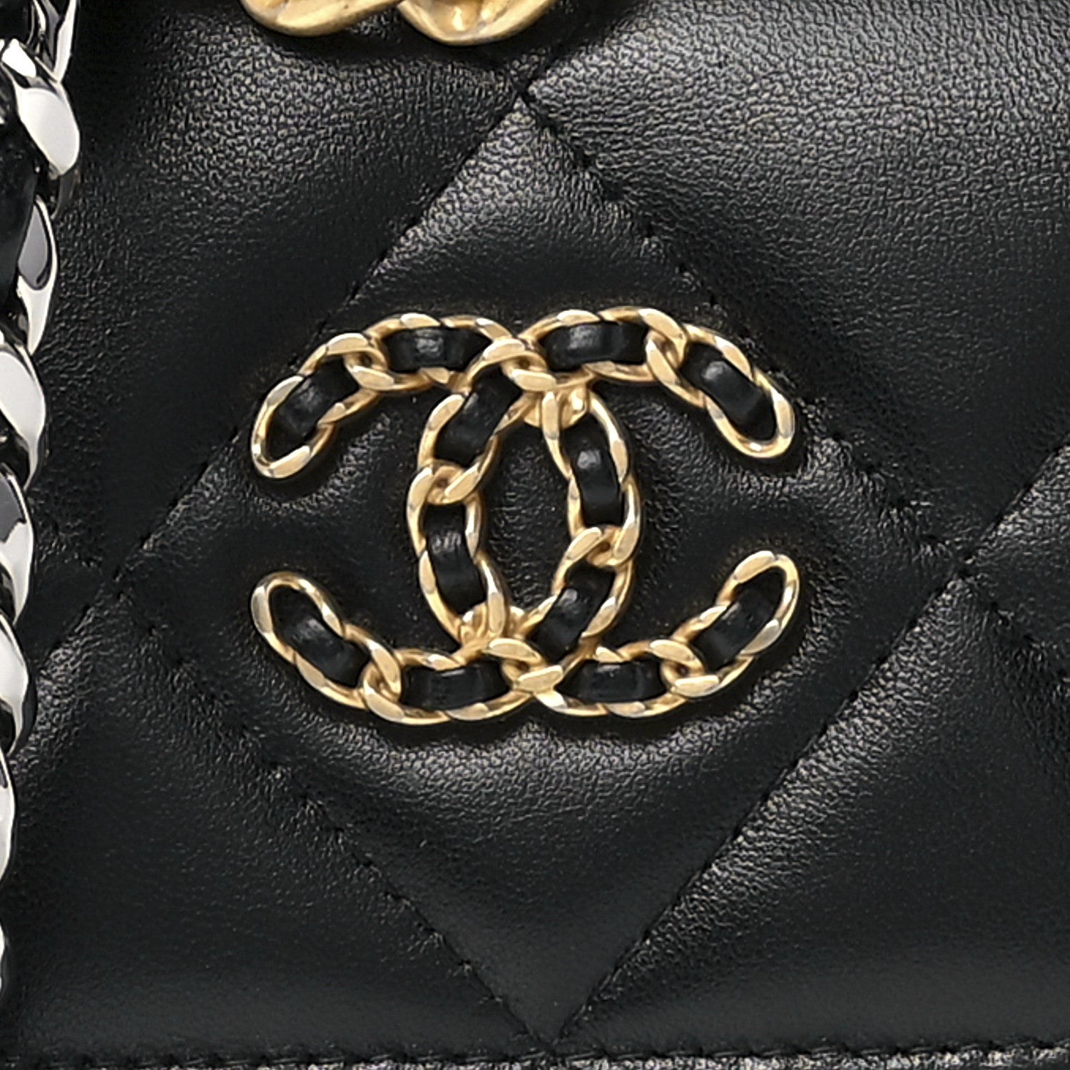 Chanel Lambskin Quilted Chanel 19 Phone Holder With Chain Black 9 of 12