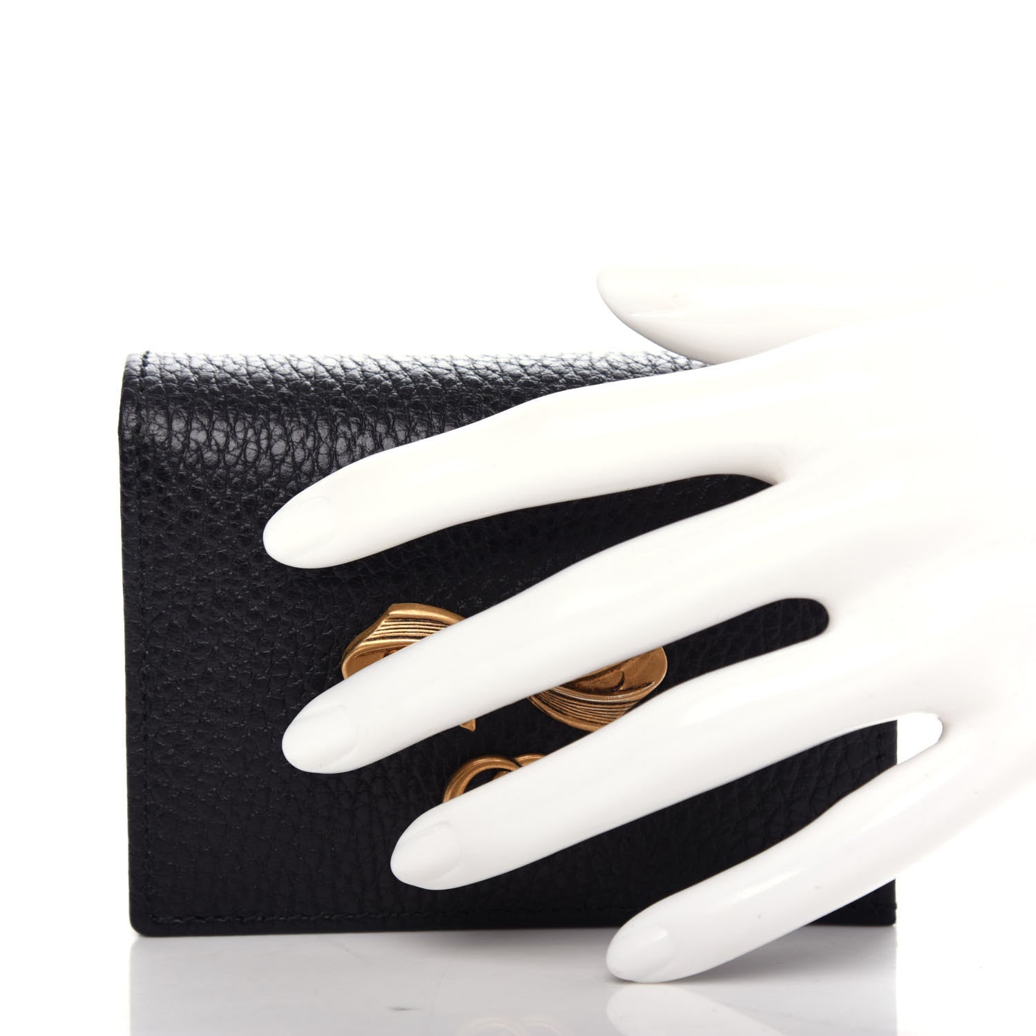Gucci Calfskin GG Marmont Bow Card Case Black 2 of 9