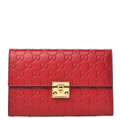 Gucci Guccissima Padlock Clutch Hibiscus Red 1 of 10