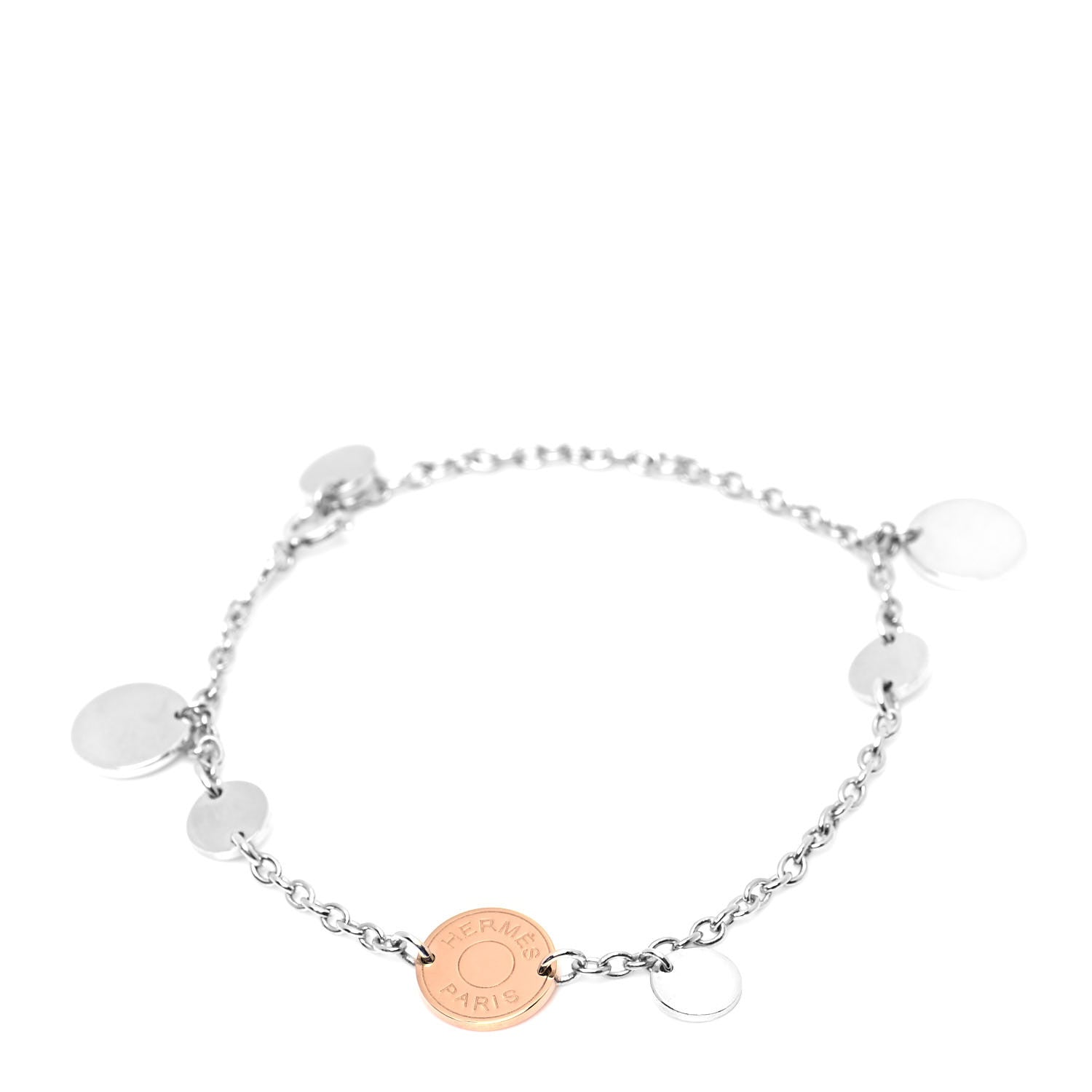 Hermes Sterling Silver 18K Rose Gold Confettis Bracelet 1 of 5