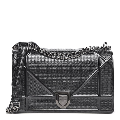 Christian Dior Metallic Patent Micro-Cannage Medium Diorama Flap Bag Onyx Black 1 of 9