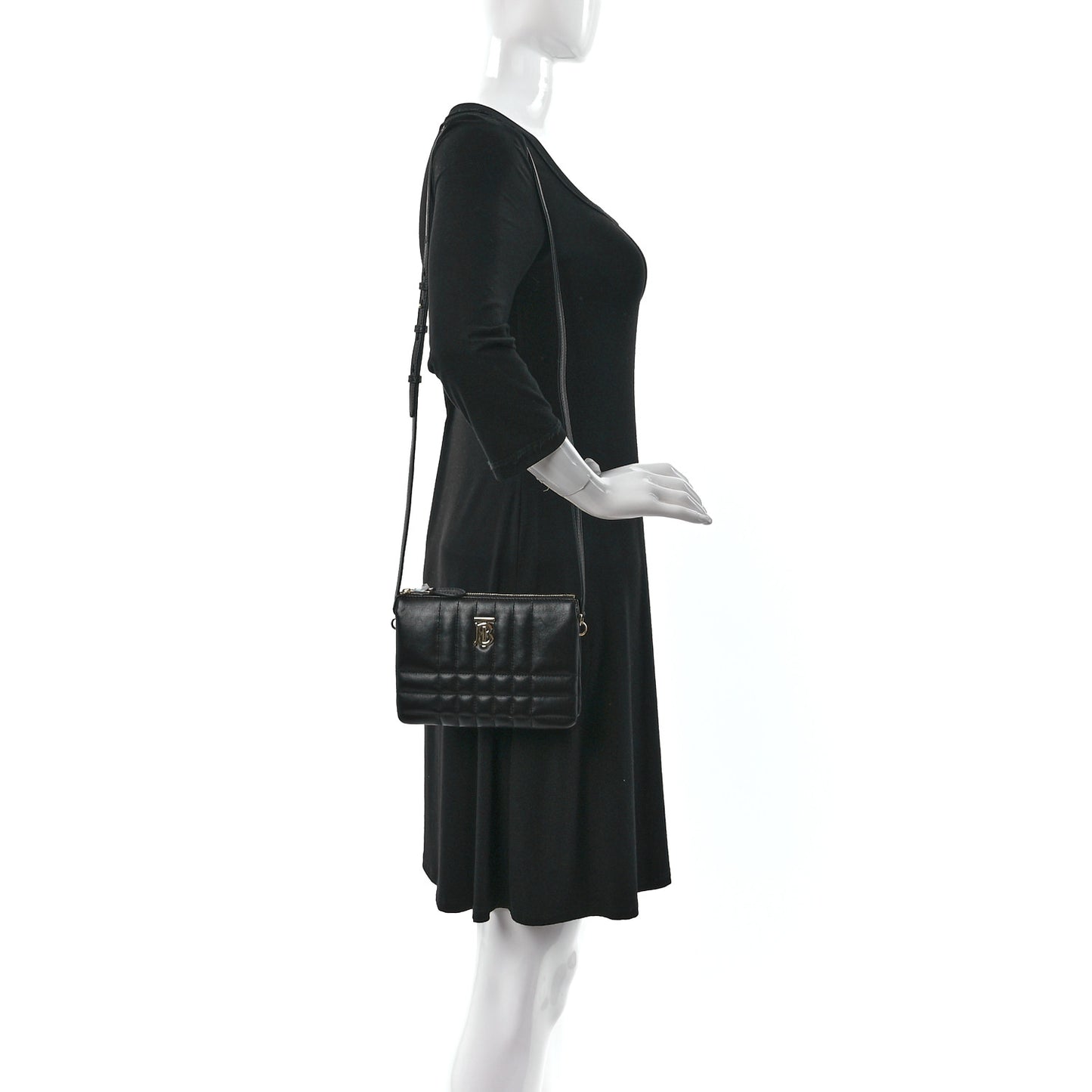 Lambskin Quilted Lola Double Pouch Crossbody Black