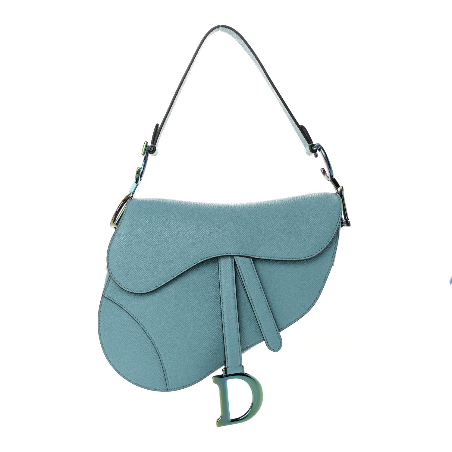 Christian Dior Grained Calfskin Saddle Bag Azure Blue 1 of 10