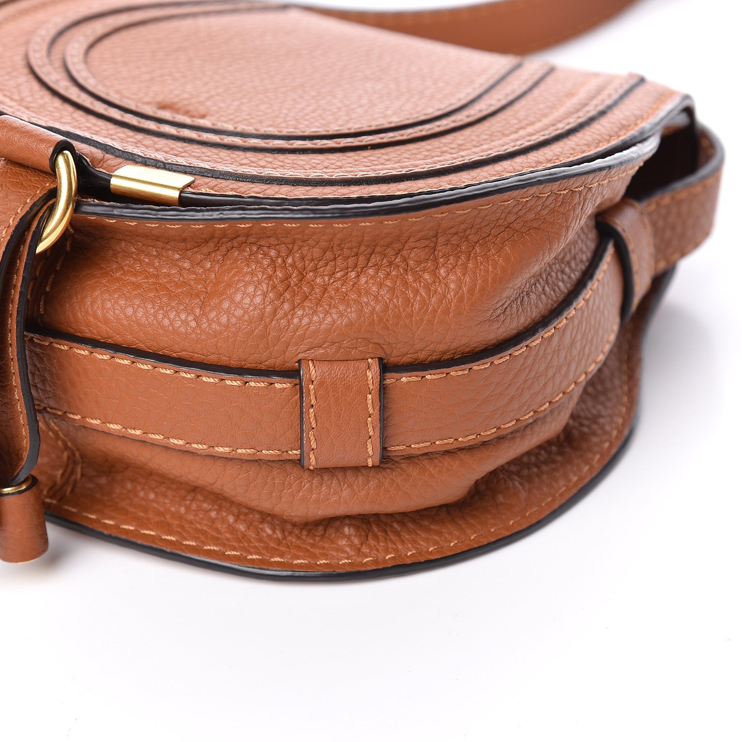 Chloe Calfskin Mini Marcie Round Crossbody Bag Tan 9 of 11